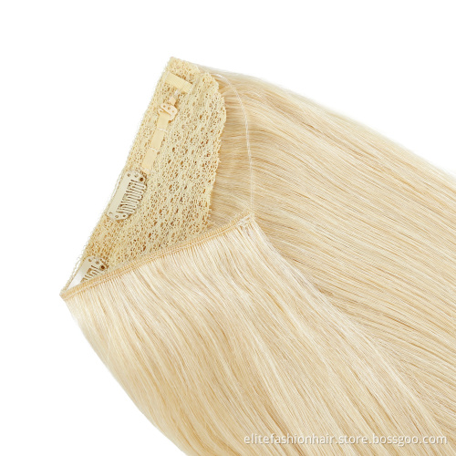 No any split ends Real Human Hair Halo Extensions Straight Halo Real Hair Extensions with Clips for Women Halo Hair Extensions